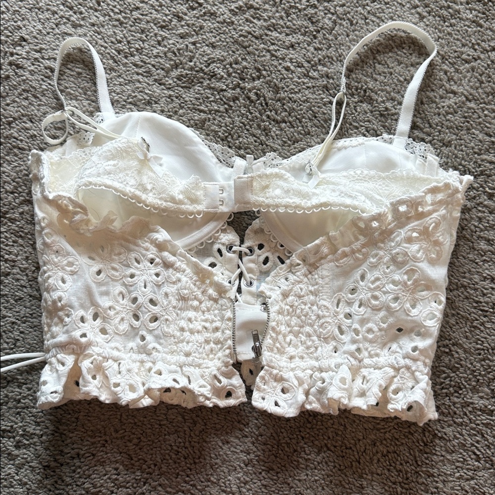 For Love And Lemons White Eyelet Lace Top